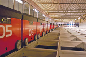 Swisslog’s AutoStore is an example of a piece-picking system that accommodates slow-moving  HBC/GM items not necessarily delivered to warehouses on pallets.