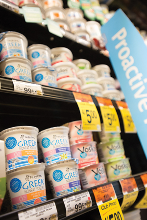 Greek yogurt products now take over more territory in the dairy case.