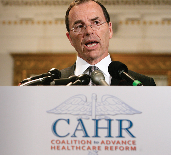 Steve Burd speaking at a 2009 conference introducing the Coalition to Advance Healthcare Reform.