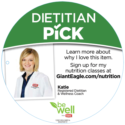 Photos and names of  dietitians now appear on shelf talkers of select better-for-you foods at Giant Eagle.