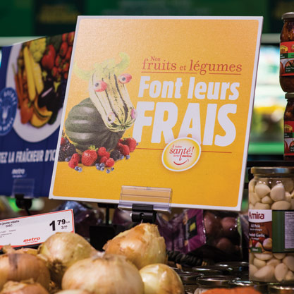 In-store signs underscore the freshness in the perishables departments.