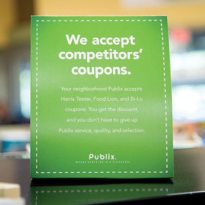 New Publix stores emphasize a generous coupon policy stressing a combination of value and service.