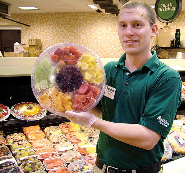 Buehlerâ€™s Fresh Foods features a special value-added case in the produce department.