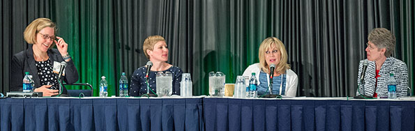 "Shopping for Heatlh" panelists discussing food as medicine are, from left: Barb Ledermann, Unilever; Melanie Hansche, Organic Life; Maureen Murphy, Price Chopper/Market32; and Sue Borra, chief health and wellness officer, FMI Foundation.