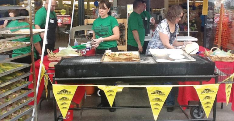 Albertsons store employees cooked up burritos and tacos using Hatch chiles during a roasting event